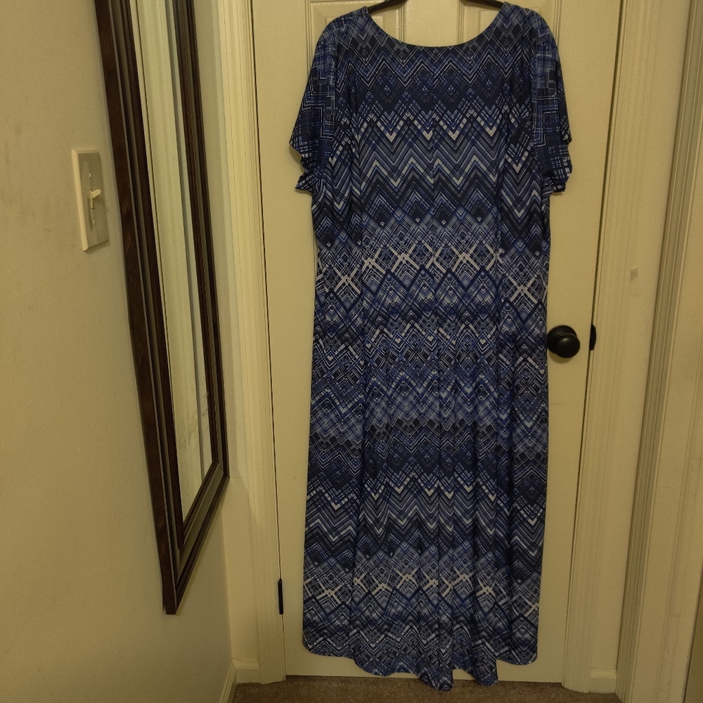 NY Collection Dark blue print maxi dress